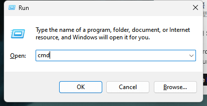 Type cmd and click OK